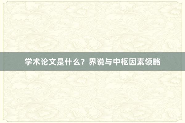 学术论文是什么？界说与中枢因素领略
