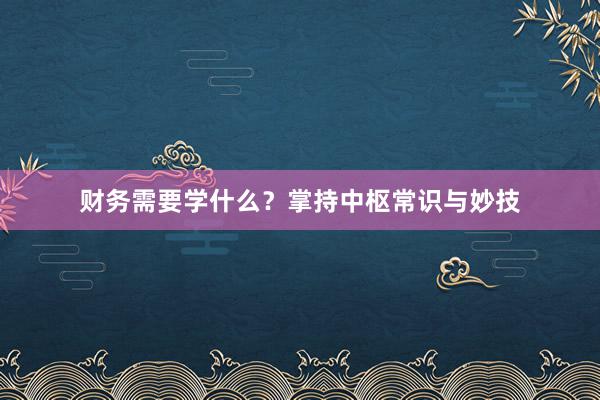 财务需要学什么？掌持中枢常识与妙技